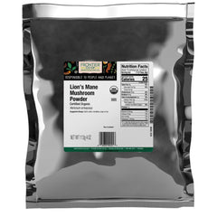 Frontier Co-op Lion’s Mane powder bag for coffee, smoothies, or soups with a mild earthy sweetness