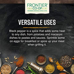 Frontier Co-op Organic Black Pepper coarse grind in bag for pantry cooking