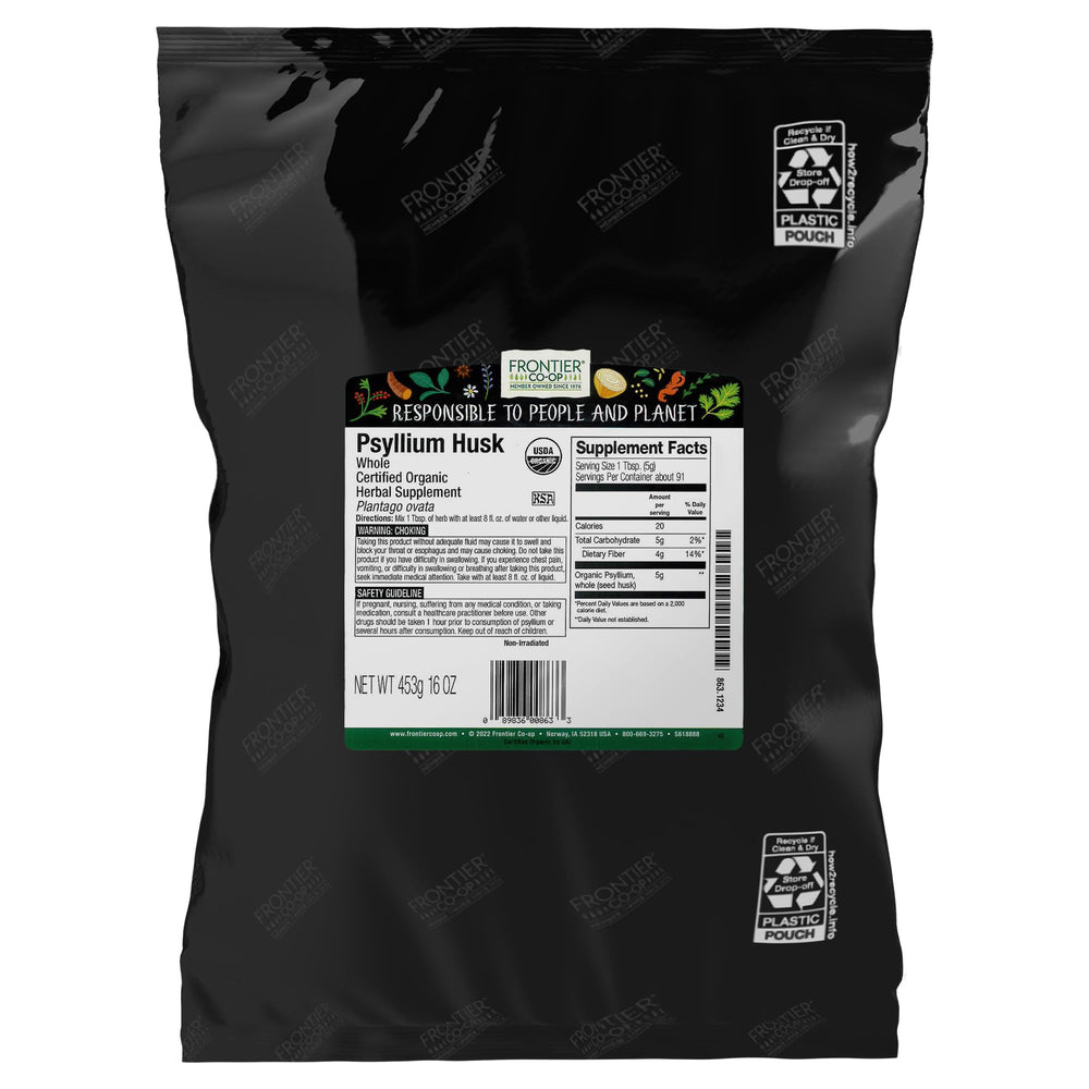 Frontier Co-op Organic Psyllium Husk whole bag for baking and digestion support