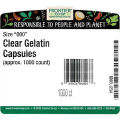 Frontier Co-op vegetarian capsules in bulk packaging, convenient repackaging and labeling options.