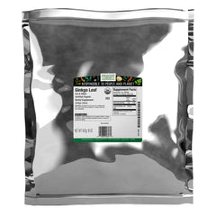Frontier Co-op ginkgo leaf bulk bag, cut and sifted for easy tea infusion.
