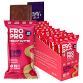 FROPRO PB&J bar unwrapped closeup showing a protein-packed on-the-go bite