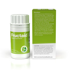 Fructaid bottle beside fruit to show use before meals.