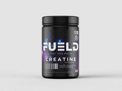 FUELD Creatine powder weighed on a kitchen scale for accurate dosing
