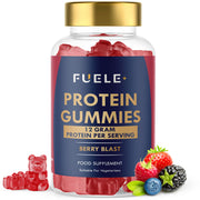 FUELE+ Whey Protein Gummies packaging showcases mixed berry flavor for quick post-workout protein.