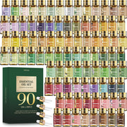 FUHITIM 90-pcs essential oil set bottles shown for versatile diffusion and DIY projects.