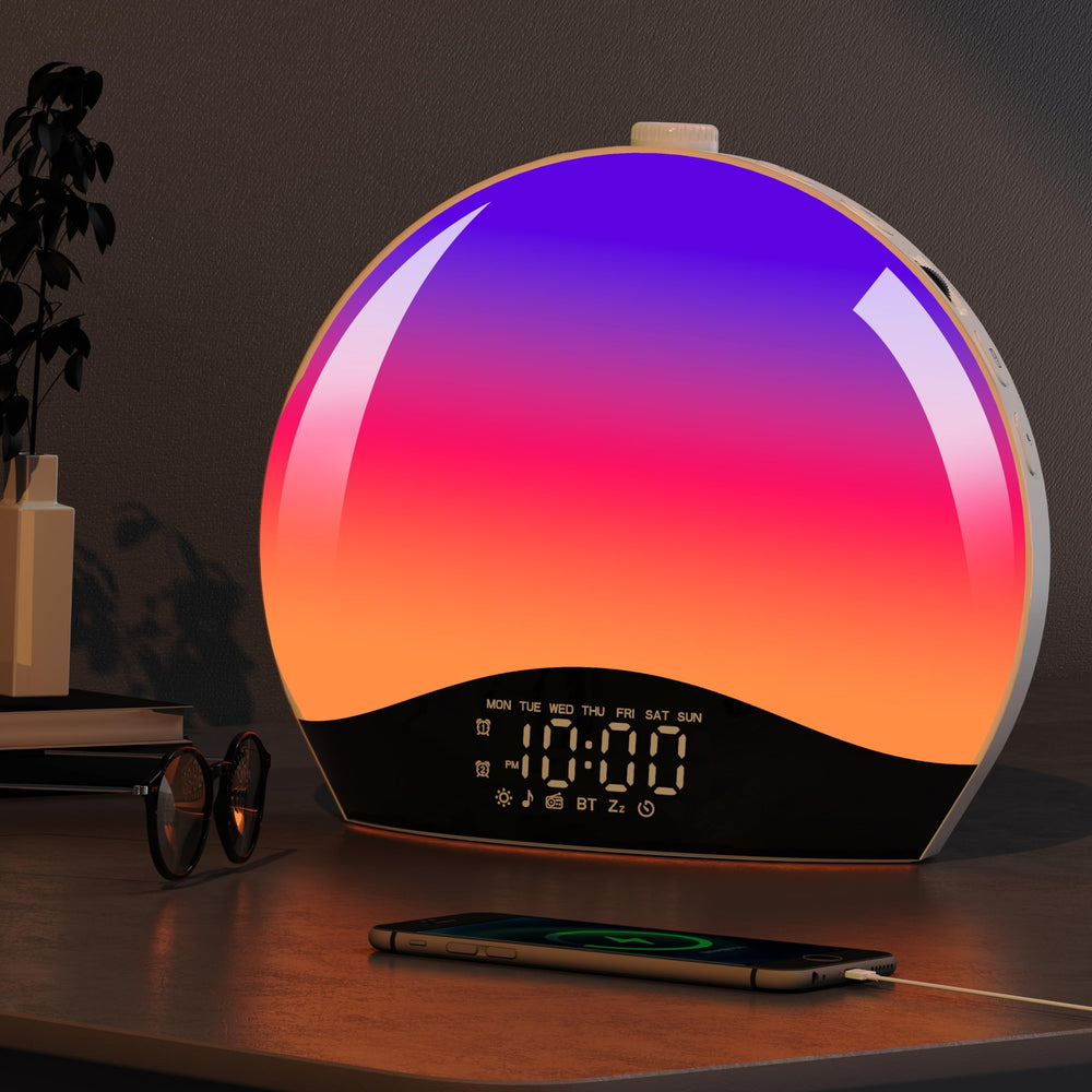 Fujinyi sunrise alarm clock front view with gentle wake light