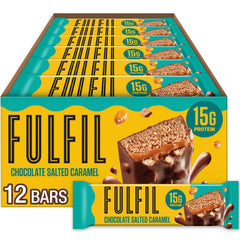 FULFIL Chocolate Salted Caramel bar packshot for on-the-go protein snacking.