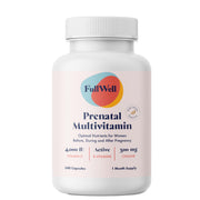 FullWell Prenatal Lemon bottle showing fresh, non-GMO formula for expectant mothers.
