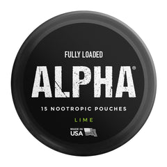 Fully Loaded Bullseye Alpha Nootropic Pouches Lime hand-held, ready for quick discreet usage.