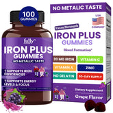Fully Nutrition Iron Gummies bottle-front with fresh grape flavor for convenient daily iron intake