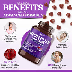 Fully Nutrition Iron Gummies label-back showing vegan and allergen-friendly claims