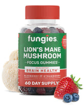 Fungies Lion's Mane Gummies packaging, convenient daily brain support on the go.