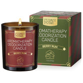 FURRYPURR odor-eliminating candle in berry rum scent for pet-friendly rooms.