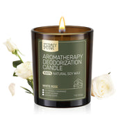 FURRYPURR odor eliminating candle in white rose scent neutralizes pet odors for a fresher home