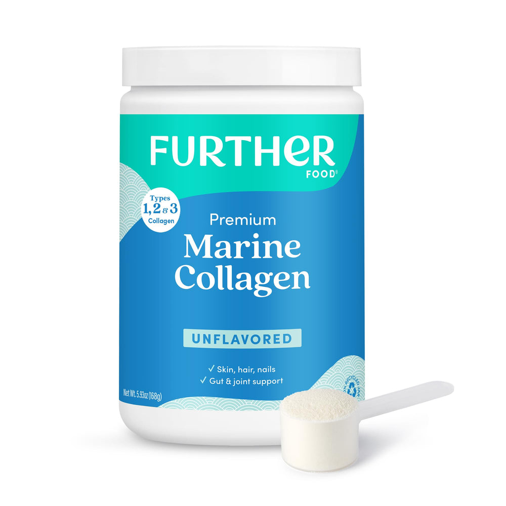 Further Food marine collagen powder bottle for daily skin and joint support.