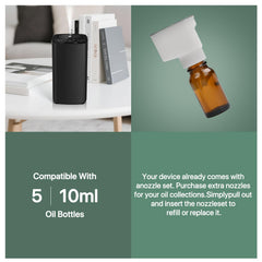 Compact-size FUSMLI diffuser fits desks and travel bags.