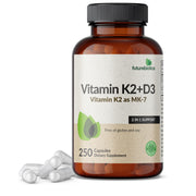 Futurebiotics Vitamin K2 MK-7 with D3 bottle front for bone support.