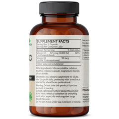 Closeup of Futurebiotics K2 MK-7 D3 capsules in vegetarian form.