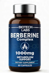 FYRKOA Biotech Berberine Complex bottle with 1000 mg Berberine HCl for daily metabolic support.