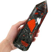 FZBHRO Bloodstone tower with a 6-faceted point focuses energy for meditation