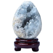 FZBHRO blue Celestite egg geode on stand enhances calm in your space