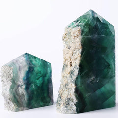 FZBHRO green fluorite tower closeup showing intricate natural patterns.