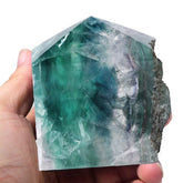 FZBHRO green fluorite tower obelisk, a calm focal point for meditation.
