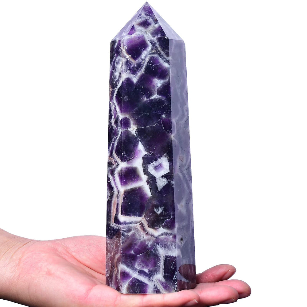 FZBHRO Chevron Amethyst wand front view for meditation energy focus