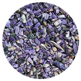 GAF TREASURES Charoite chips close-up for jewelry design and home decor.