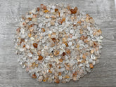 GAF TREASURES Golden Healer Quartz chips, 6-12 mm, ideal for jewelry and decorative accents.