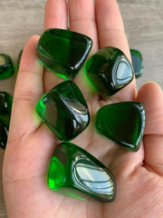 GAF TREASURES Green Obsidian tumbled stones for meditation and calm focus.