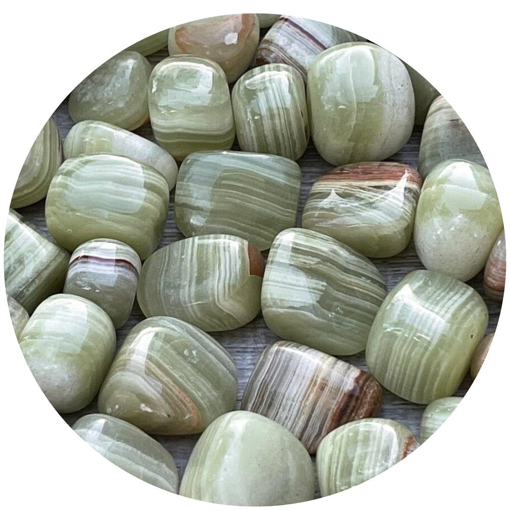 GAF TREASURES Green Onyx tumbled stones bundle for mindful collection