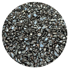 GAF TREASURES hematite chips close-up, irregular crystals ideal for jewelry and decor.