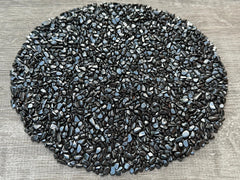 GAF TREASURES hematite chips as vase filler for table decor.