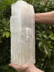 GAF Treasures jumbo selenite log in natural white glow for decor and calm energy