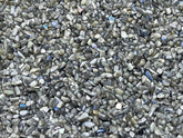 GAF TREASURES Labradorite Black chips close-up with iridescent sheen for jewelry and crafts.