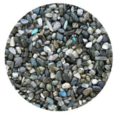GAF TREASURES Labradorite Blue chip closeup highlights iridescent color for jewelry accents
