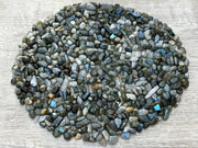 GAF TREASURES Labradorite Blue Chips bulk pack showcases vivid color and texture for crafts.