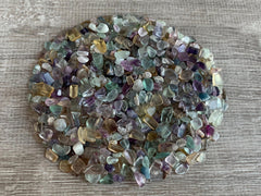 GAF TREASURES Rainbow Fluorite chips highlight iridescent tones in crafts