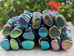 GAF Treasures Rainbow Magnetic Hematite stones display shifting hues for visual mindfulness.