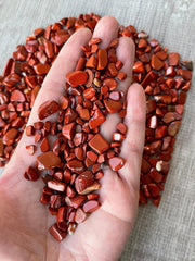 GAF TREASURES Red Jasper chips with semi-tumbled edges for jewelry making.