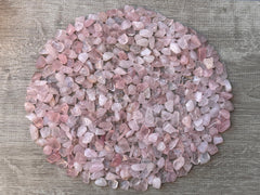 GAF Treasures rose quartz chips, undrilled, perfect for DIY projects and mosaics.
