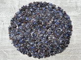 GAF Treasures Sapphire Chips pile; natural mini stones ideal for jewelry and crafts.