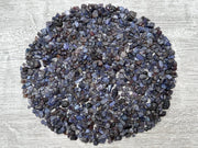 GAF Treasures Sapphire Chips pile; natural mini stones ideal for jewelry and crafts.