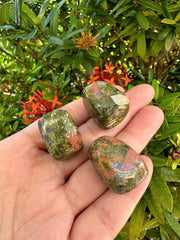 GAF TREASURES unakite stones in a grid layout for energy work and focus