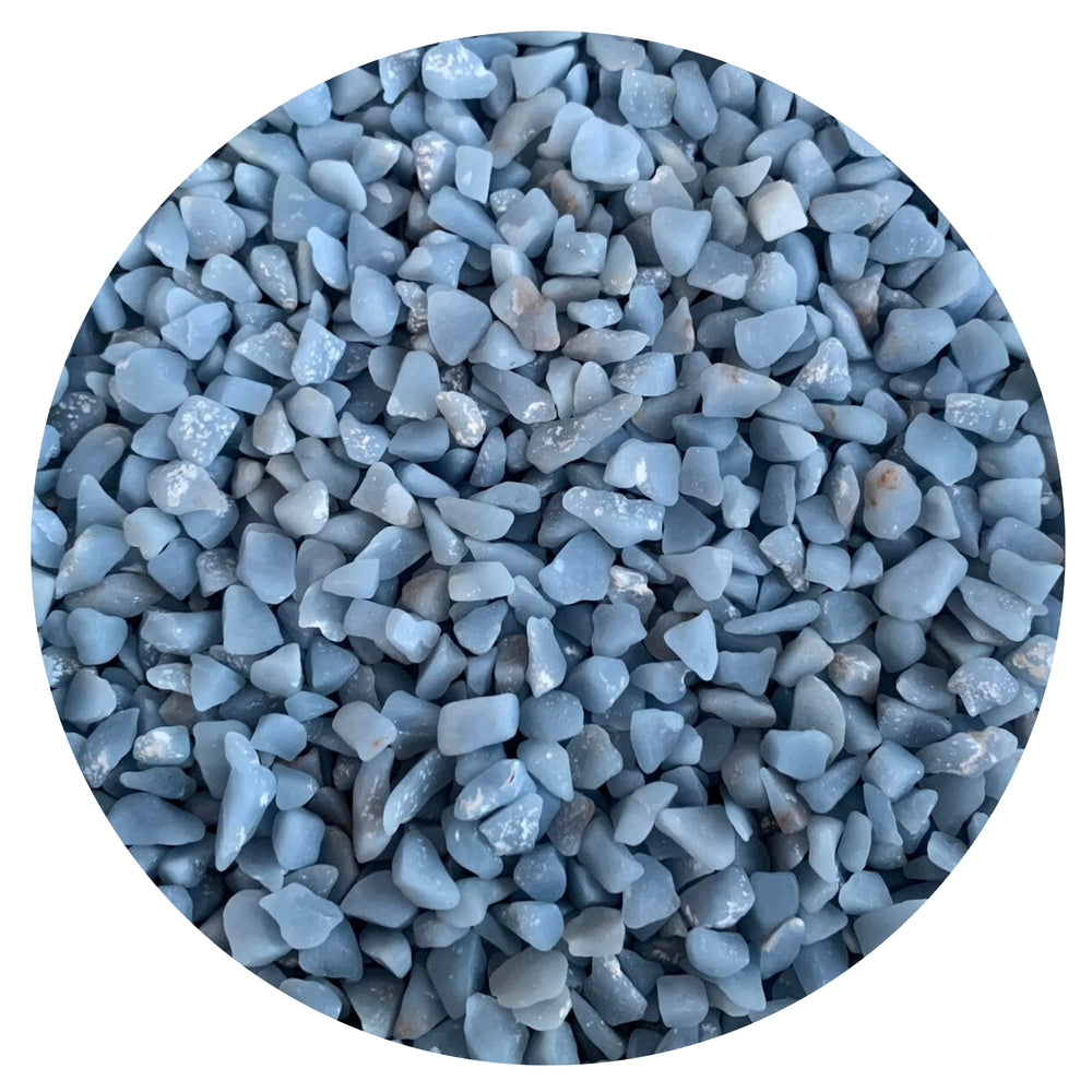 GAF TREASURES Angelite chips 4–8mm for jewelry design and decorative projects.