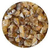 GAF TREASURES honey calcite rough closeup shows warm tones for decor
