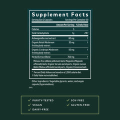 Close-up of Gaia Herbs Adrenal Health Nightly Restore vegan capsules for evening relaxation support.