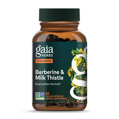 Gaia Herbs Berberine Milk Thistle bottle for daily liver support.